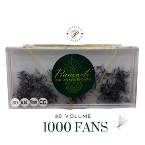 1000 fans | 8D volume | choose from multiples sizes | available in C,CC,D | 0.07 | Pinneacle premade volume fans for eyelashes extensions