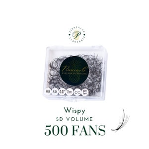 Wispy Premade Volume Fans for Hybrid, Wispy, Kim K Lash Extensions | 5D volume | Handmade Loose Fans Eyelashes | Pinneacle | 500 Fans | 0.07