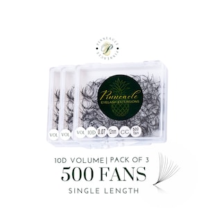 Pack of 3 | 500 fans | 10D volume | Pinneacle Premade Volume Fans For Eyelash Extensions | 100% Handmade in Vietnam | Wholesale Lash Supply