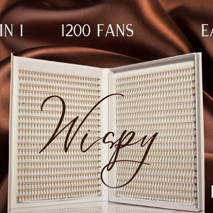 XXL Box Wispy 1200 Fans | Brown | 5D Volume | 40 Lines | 5 sizes in 1 | C Curl | Premade Volume Fans Eyelash Extensions | 9-10-11-12-13mm