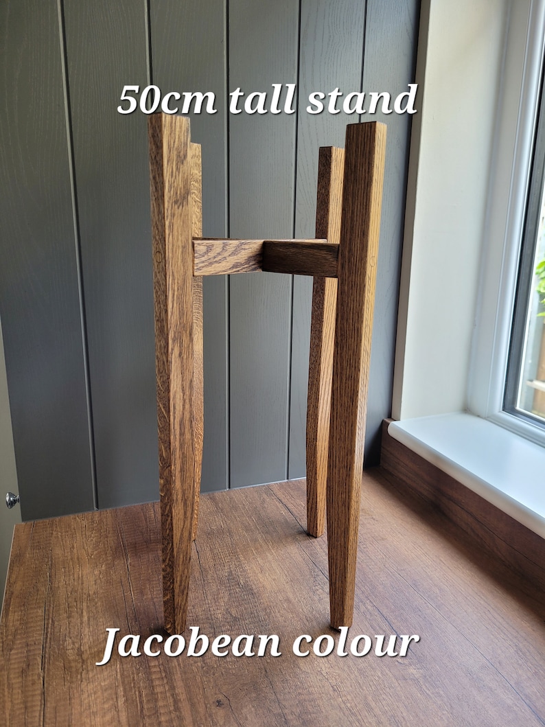 Solid Oak Plant stand 50cm Jacobean Colour