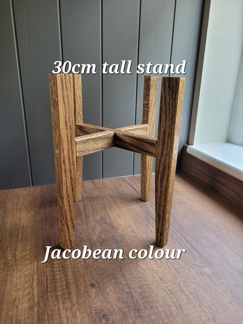Solid Oak Plant stand 30cm Jacobean Colour