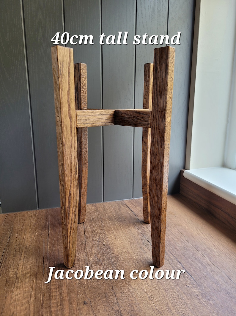 Solid Oak Plant stand 40cm Jacobean Colour