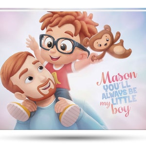 Personalized book for Dad + 1 kid - Always my baby - A gift about the special bond an adult and a child live - Hooray Heroes