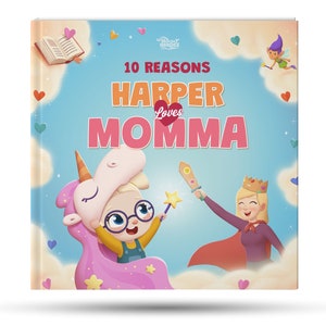NEW! Personalized book for Mother's Day - 10 reasons a child loves Mom - A vibrant gift including a child and a mom - Hooray Heroes