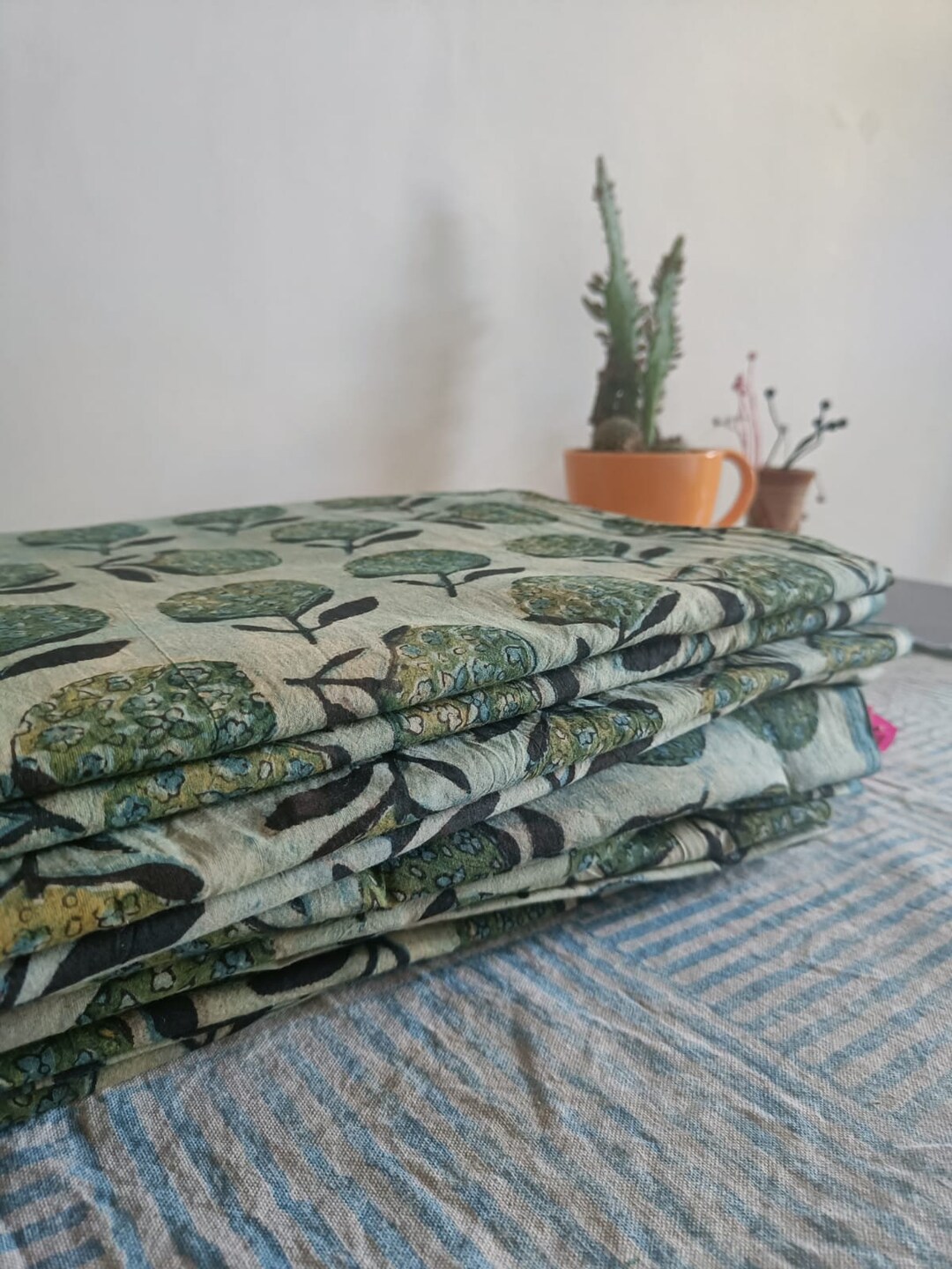 Block Print Fabric 100 Cotton Fabric Plant Dyed, Sustainable