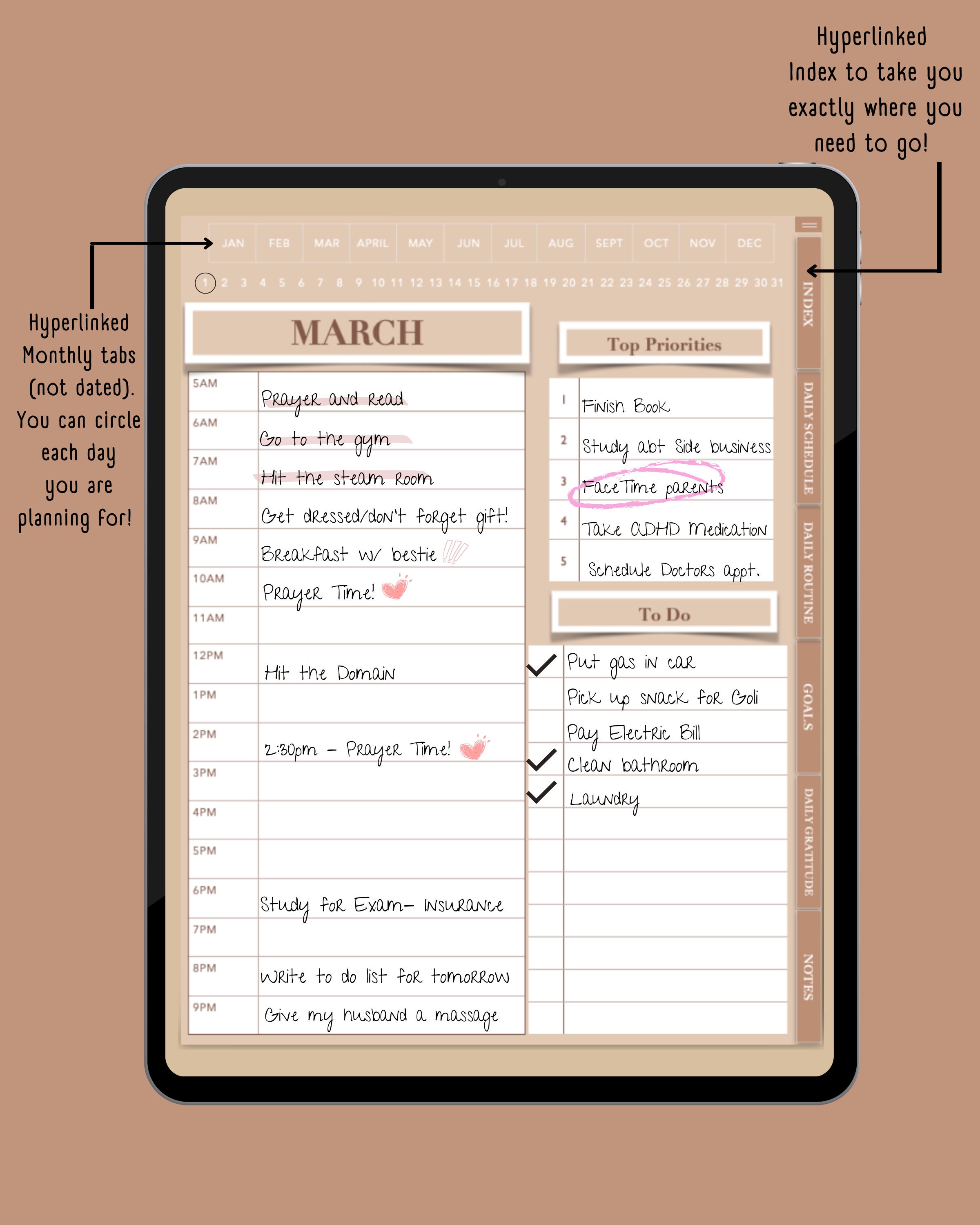 Digital Daily Planner, Portrait Digital Planner, Daily Schedule ...