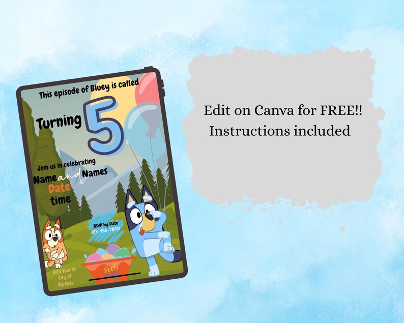 Bluey Inspired Digital Invitation - Etsy