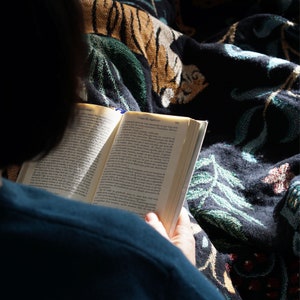 Tiger Woven Cotton Throw Blanket the Tiger's Bride by Le Châle Bleu