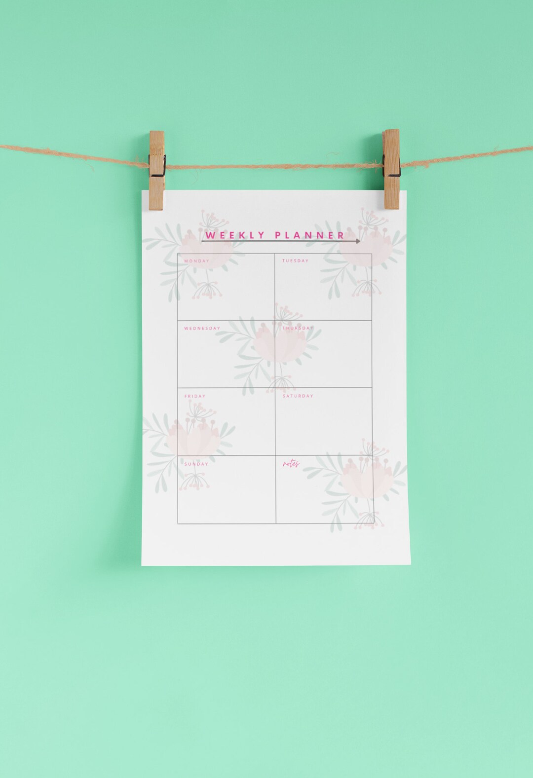 Floral Weekly Planner Printable | Large Boxes | Digital Download - Etsy