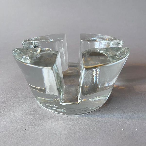 Vintage glass design Georgshütte Crystal glass rechaud West Germany 70s Pitcher warmer tealights