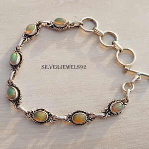 Opal Armband: Handgemachter Boho Schmuck aus 925 Sterlingsilber