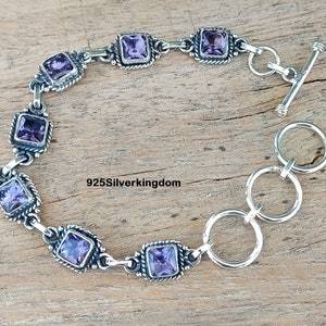 Handgemachtes Amethyst Armband: 925 Sterling Silber Boho Schmuck