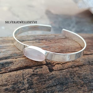 Moonstone Bangle: Handmade 925 Sterling Silver Boho Jewelry