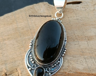 Black Onyx Pendant, Gemstone Pendant, 925 Silver Pendant, Gift for Her, Handmade Pendant, Women Pendant, Beautiful Pendant, Gift Jewelry