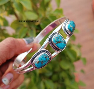 Bracciale Donna In Argento Sterling 925 - Stile Bohemian Con Pietra Blu Tonda - LOKILOKI