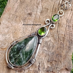 Pendentif en argent sterling séraphinite : bijoux en pierres précieuses