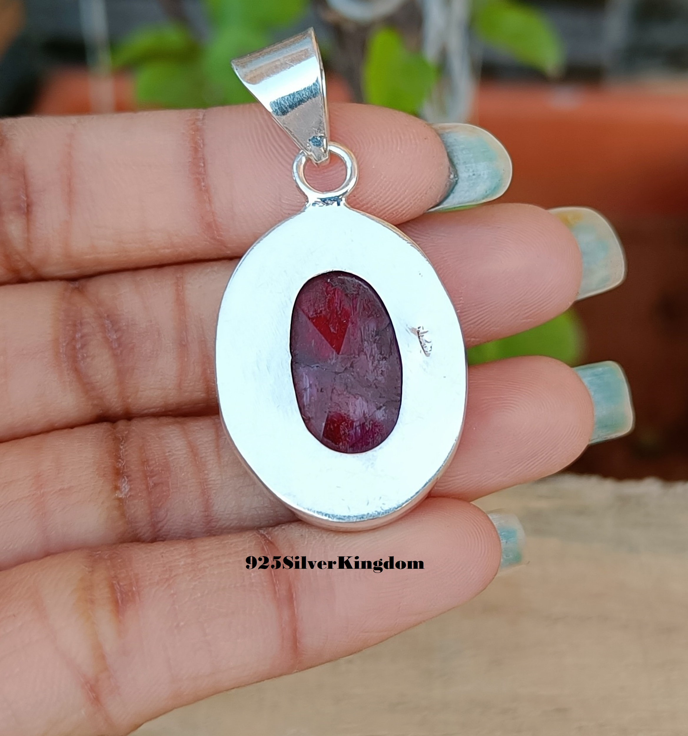 Pendentif Rubis Indien à Facettes – Argent Sterling 925 – Pierre De Naissance Juillet Cancer – Bijou Scintillant Et Élégant