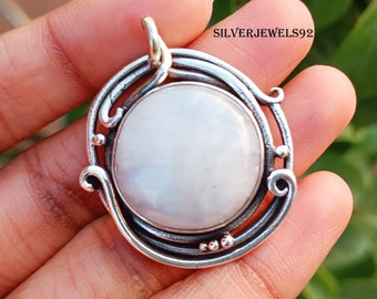 Boho-maansteenhanger: 925 sterlingzilveren edelsteen