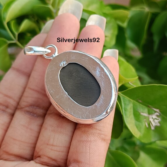 Collana Donna Argento 925 Con Ciondolo Resina Fatto A Mano Ranuncol - Foto 3