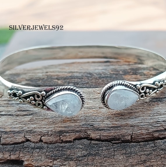 Blue Copper Turquoise Bangle: Handmade 925 Sterling Silver Jewelry