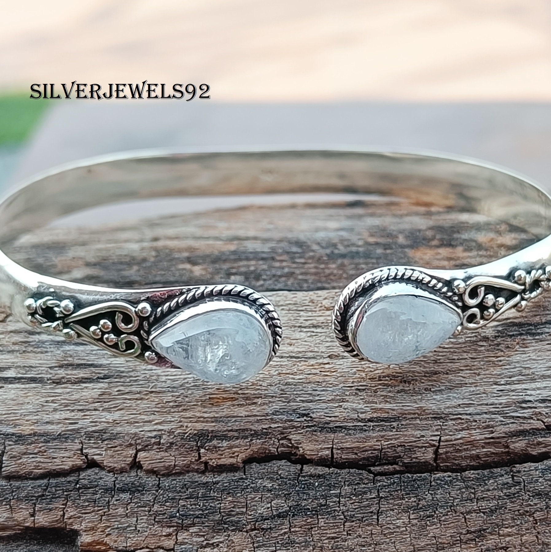 Blue Copper Turquoise Bangle: Handmade 925 Sterling Silver Jewelry