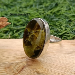 Green Opal Ring: Handmade 925 Sterling Silver Boho Jewelry