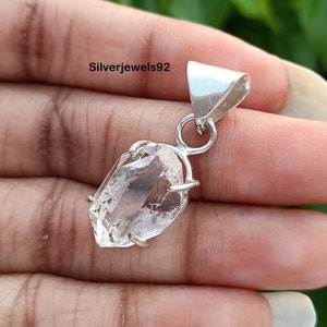 Handmade Herkimer Diamond Pendant: 925 Sterling Silver Boho Jewelry
