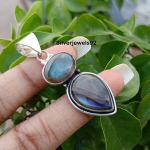 Double Stone Pendant Etsy Singapore