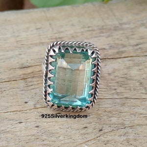 Handmade Aquamarine Ring: 925 Sterling Silver Boho Ring