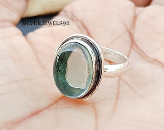Handmade Aquamarine Ring: 925 Sterling Silver Boho Hippie Jewelry