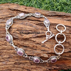 Amethyst Armband: Handgemachtes 925 Sterling Silber im Boho Stil