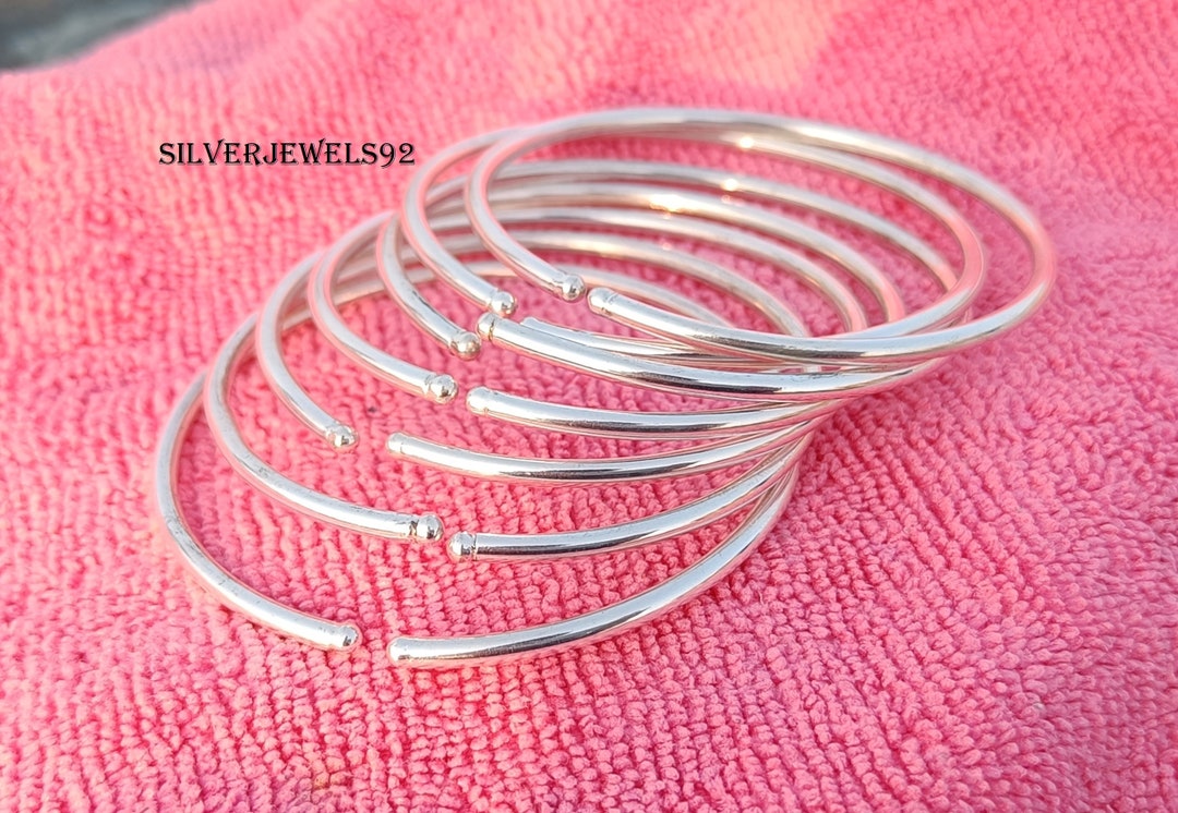 925 Sterling Silver Bangles, Stacking Bangles for Woman,