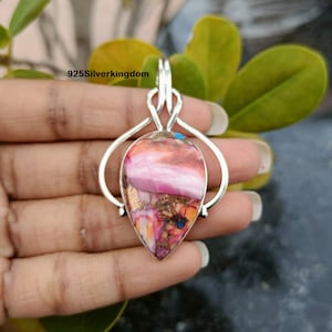 Pink Turquoise Pendant: Sterling Silver Boho Gemstone Jewelry