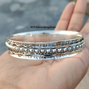 Handgefertigter Armreif aus 925er Sterlingsilber, Spinner-Silberarmreif, dreifarbiger Armreif, Designer-Armband, handgefertigter Armreif, handgefertigter Schmuck