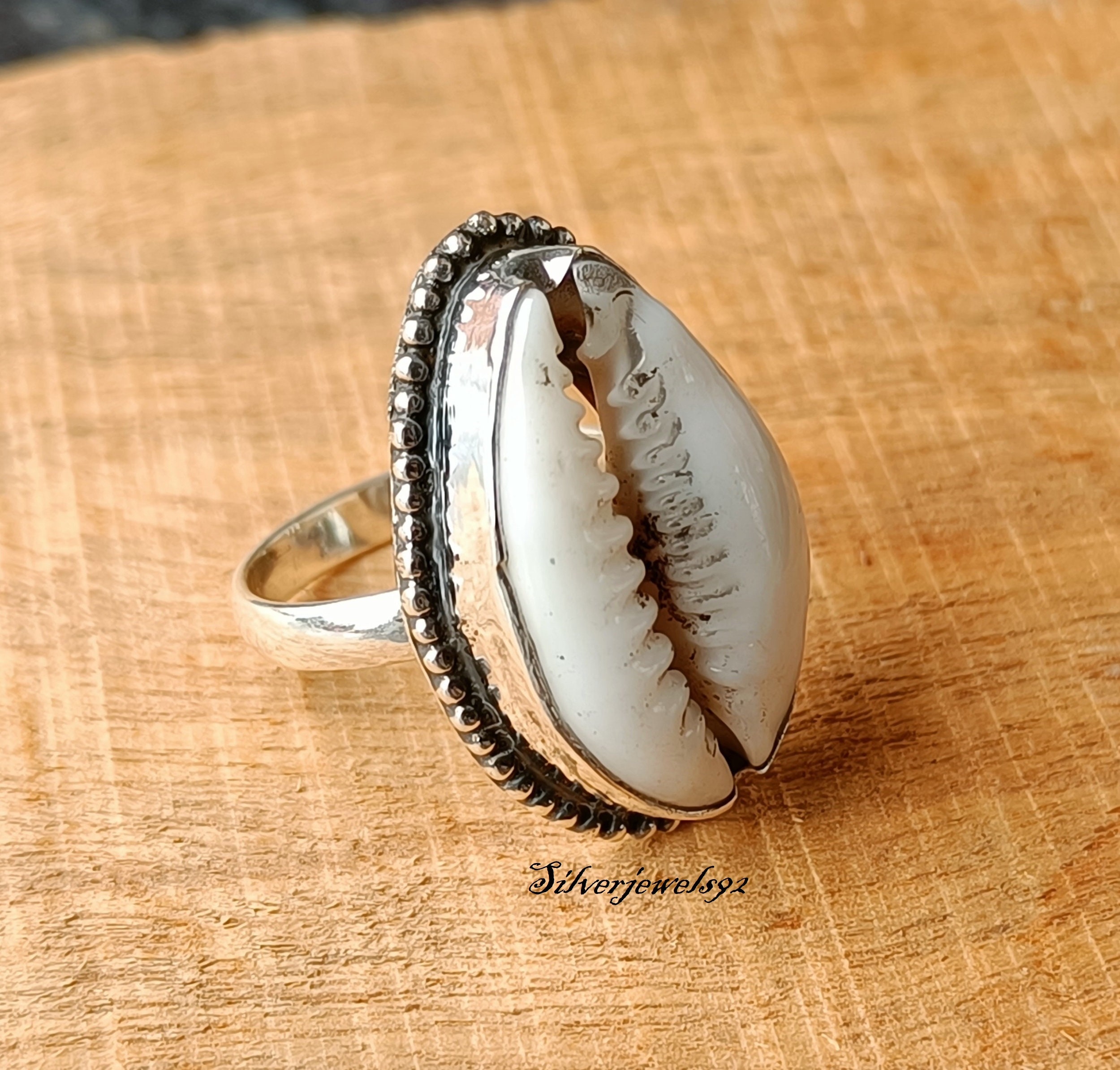 Cowrie Shell 925 Sterling Silver Ring - Boho Hippie Jewelry - Etsy