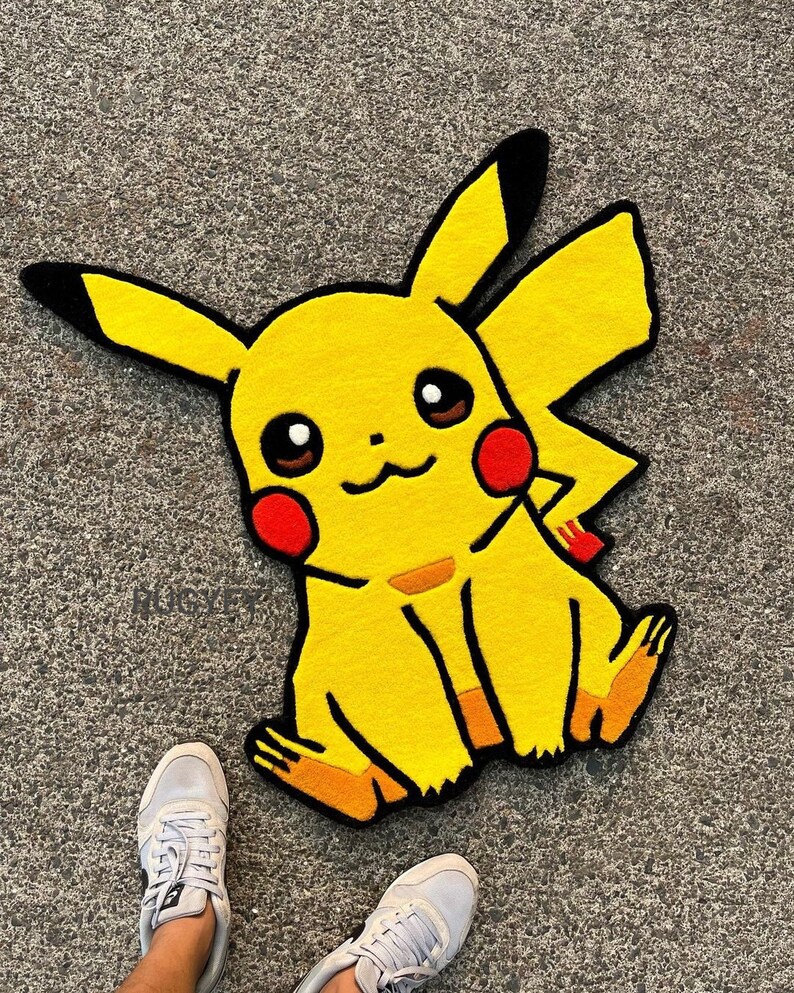 Handmade Tufted Pikachu Rug for Kids Room Pikachu Rug for Etsy