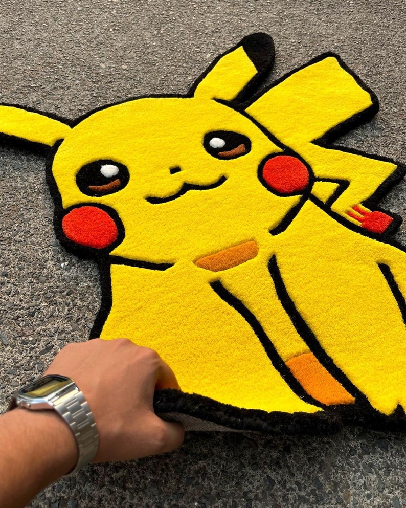 Handmade Tufted Pikachu Rug for Kids Room Pikachu Rug for Etsy