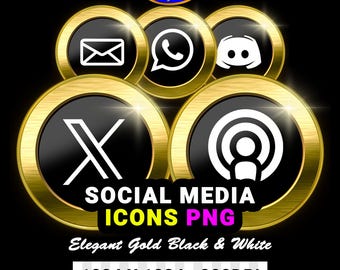 Social Media Icons Transparent PNG: Elegant Gold Black White Popular Image And Logo