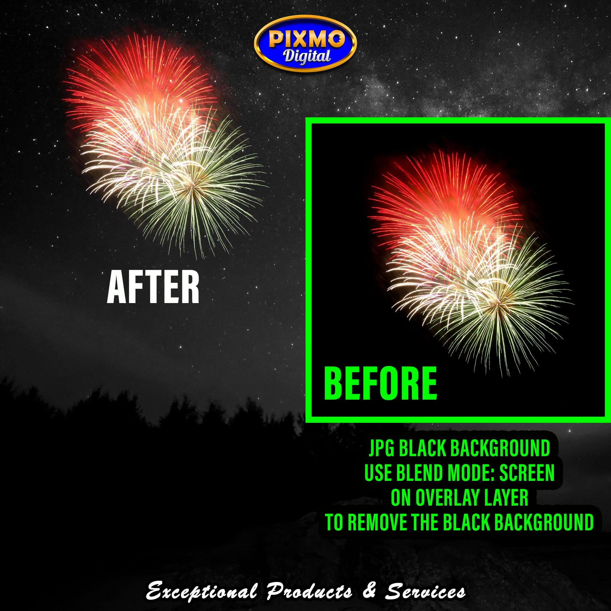 Firework Overlays 450 Pack: JPG and Transparent PNG + Free Gift Night ...