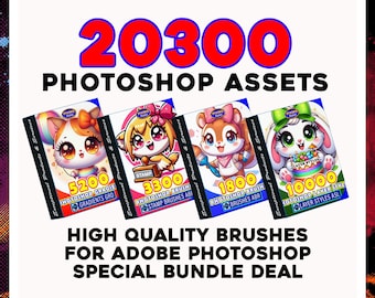 Photoshop Assets Bundle - Brushes, Gradients, Stamps, Layer Styles - Gold, Silver, Metallic - Retouch Beauty