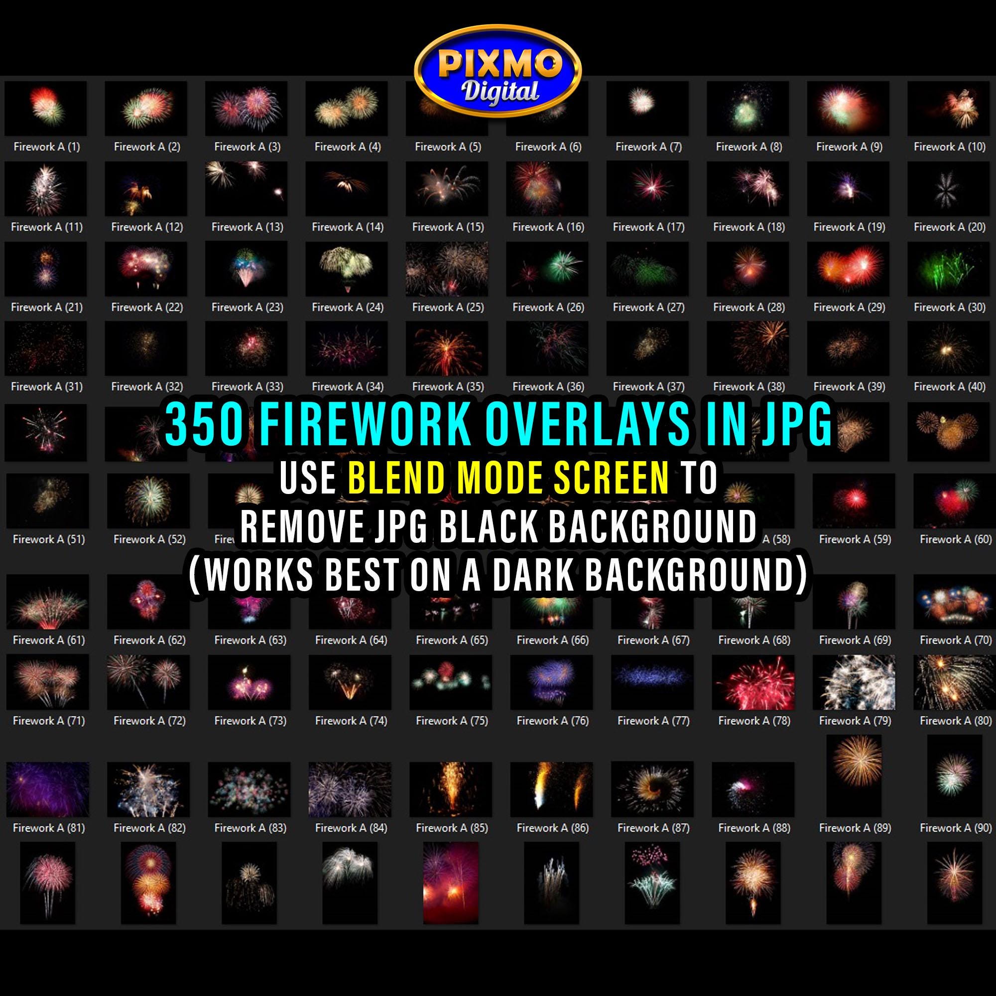 Firework Overlays 450 Pack: JPG and Transparent PNG + Free Gift Night ...