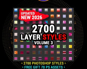 Layer Styles Bundle V3: 2700 Various Styles ASL Format Compatible with Photoshop and Photopea