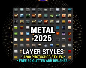 Layer Styles Bundle: 1200 Metal & Metallic ASL Format Compatible with Photoshop and Photopea