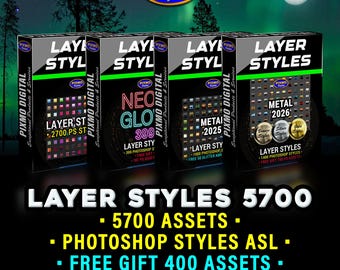 Photoshop Layer Styles Bundle: 5700 PS Styles ASL Including Gold, Silver, Bronze, Metallic