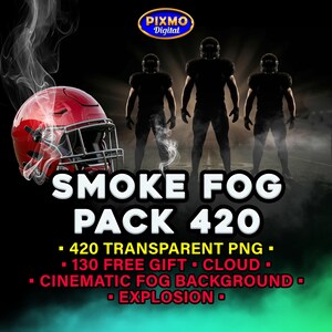 Smoke & Fog Overlays 420 Transparent PNG + Free Gift Cinematic Fog Background JPG, Cloud, Explosion