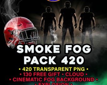 Smoke & Fog Overlays 420 Transparent PNG + Free Gift Cinematic Fog Background JPG, Cloud, Explosion