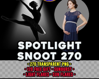 Spotlight Overlays, Gobo Snoot-like & Lighting Effects: 270 Transparent PNG + Light Flares, Sunburst