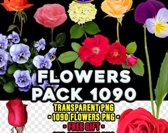 Flowers Overlays Pack: 1090 Transparent PNG Frames & Meadow + Free Gift Grass, Trees, Branches, Plants