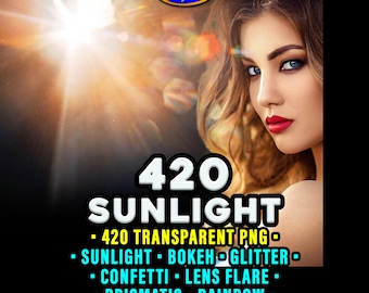 Sunlight Overlays Transparent PNG: Golden Hour, Sun Rays, Lens Flare, Bokeh, Glitter, Prismatic, Rainbow